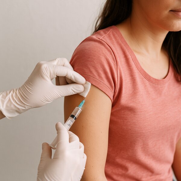 medicamento inyectable en brazo de mujer